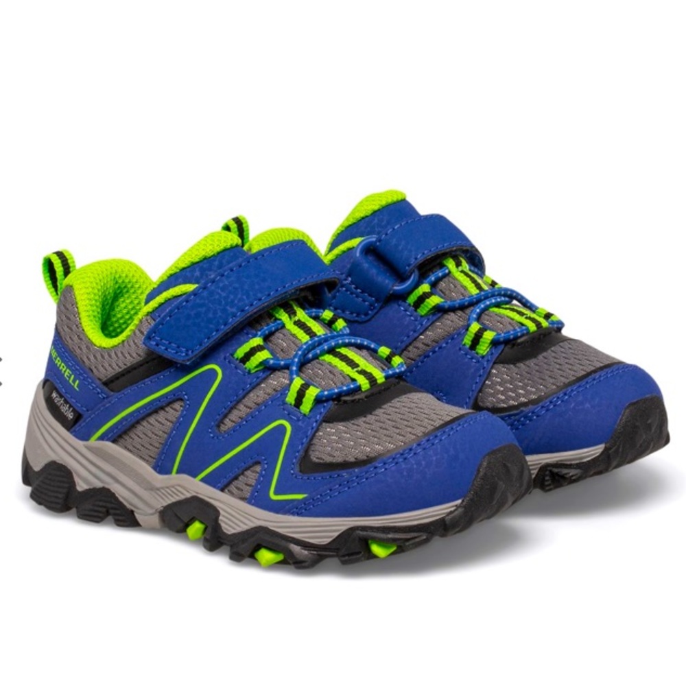 Merrell Little Kids Trail Quest Jr. Low Top Hiking Shoes 9.5 Blue and Green